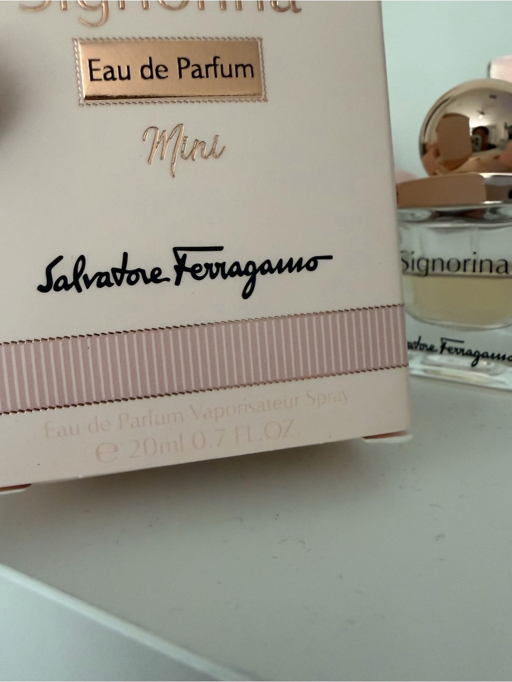 Salvatore Ferragamo Signorina Mini in Pink and Gold Accents - Picture 2 of 3